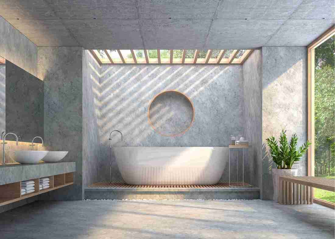 Bathroom with Polished Concrete Wall, Floor and Ceiling
