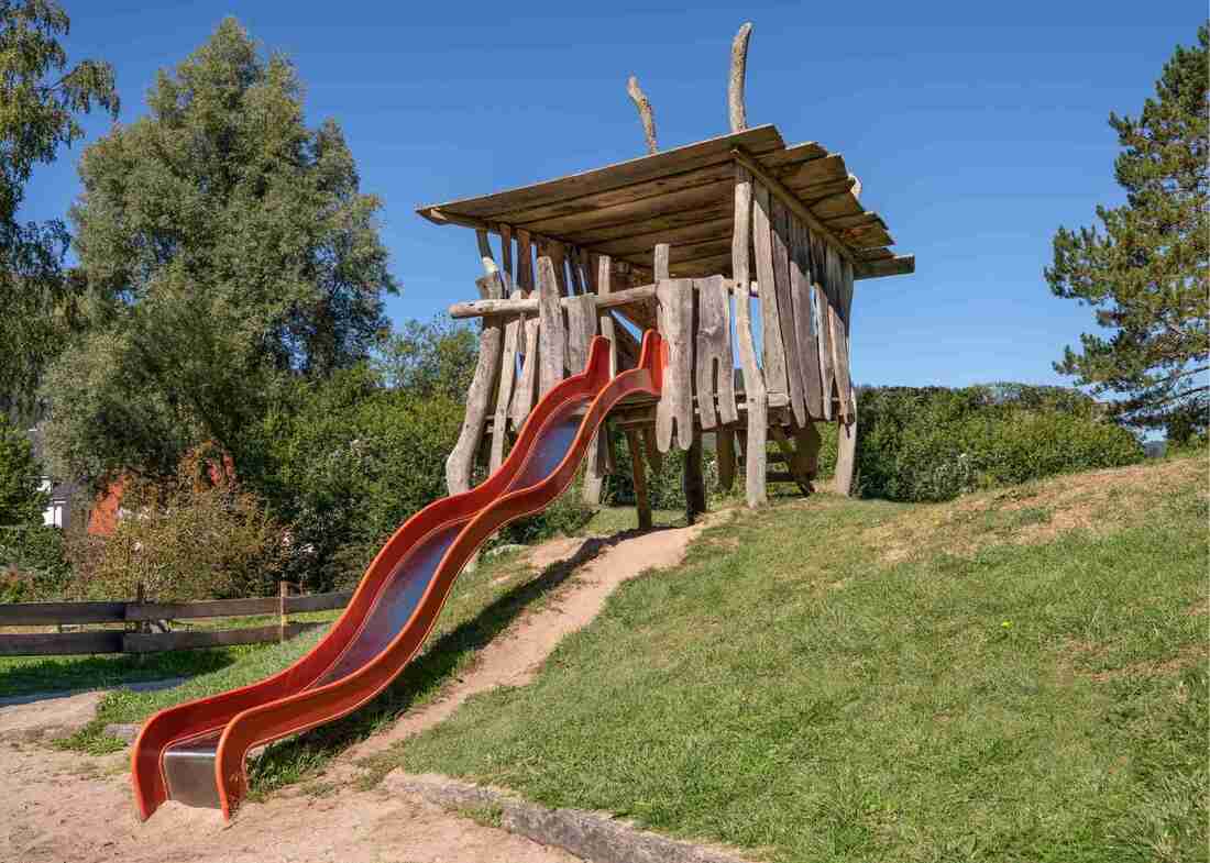 Kids Playhouse with Slide on Slope